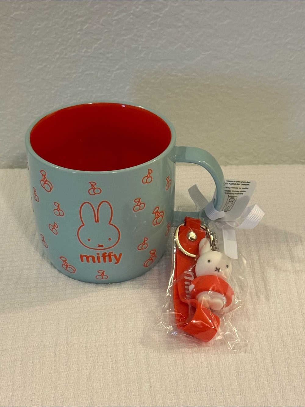 NEW Miffy by Magenta Ceramic Mug + 3D Miffy Keychain Gift Set Cherry Print